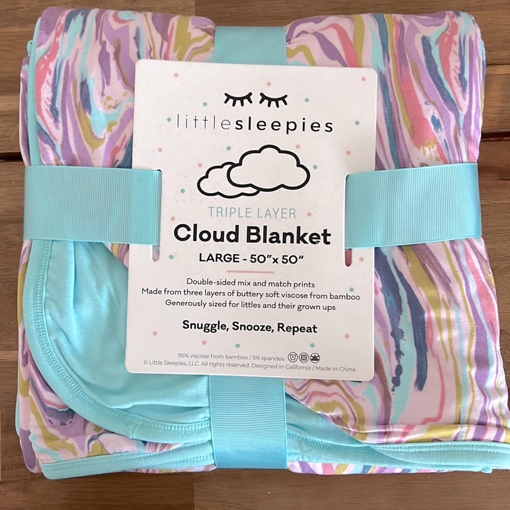 Little Sleepies blanket girls pink/purple/blue marble